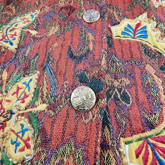 Vintage Tantrums Collection Embroidered Button Down Tapestry Jacket Size Large - Picture 3 of 13